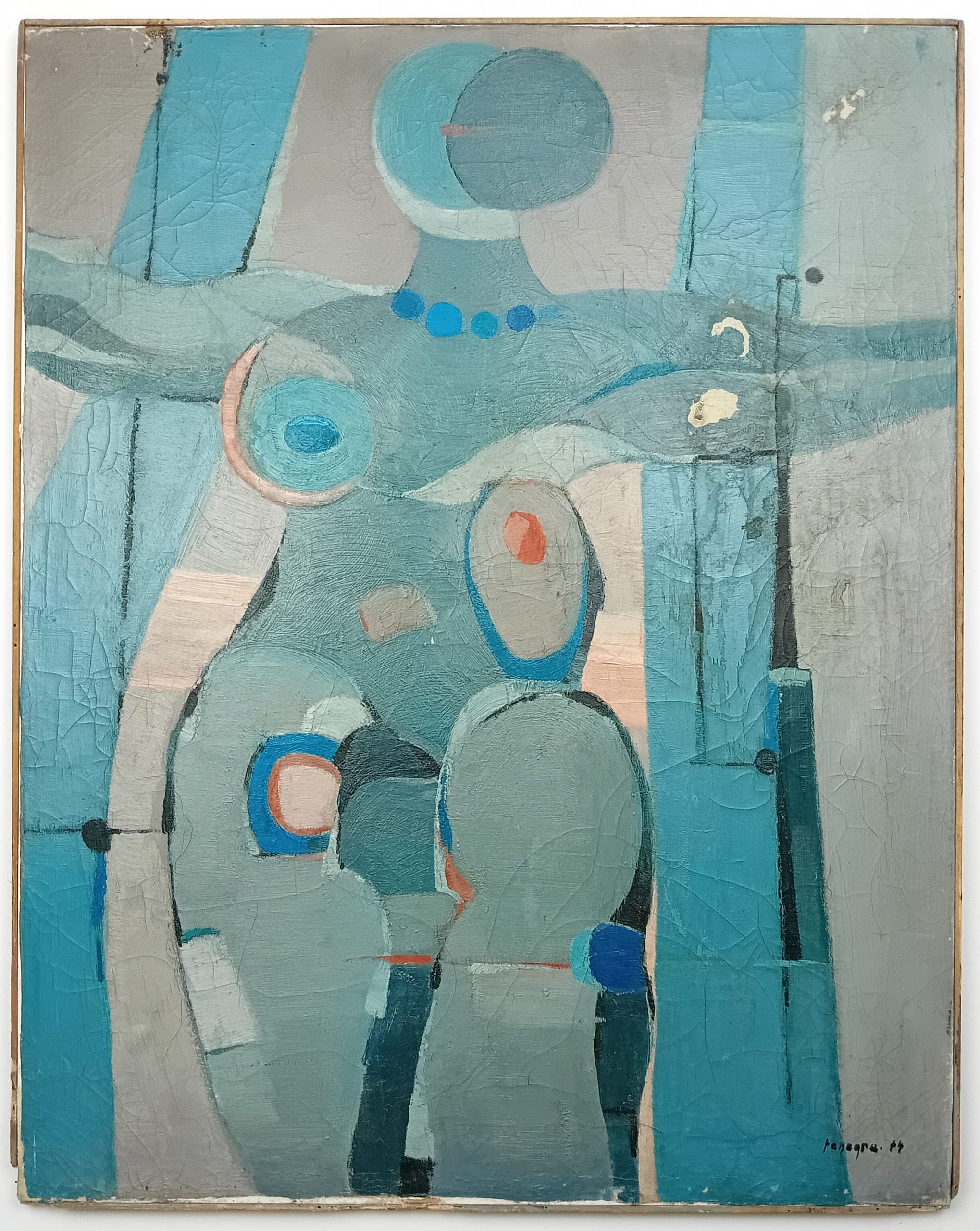 Huile sur toile Tanagra 1974