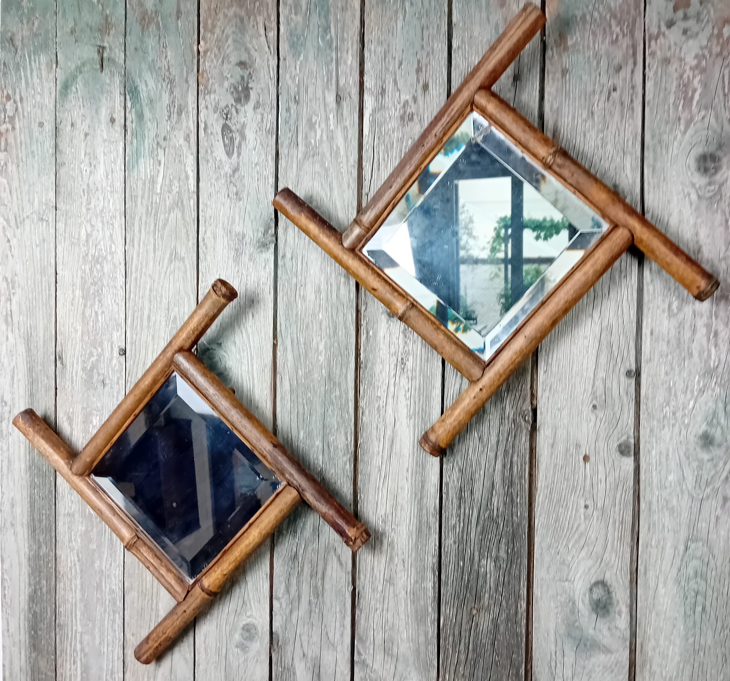 Paire de miroirs Bambou