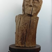 Sculpture buste en Bois Art Populaire Brutalisme