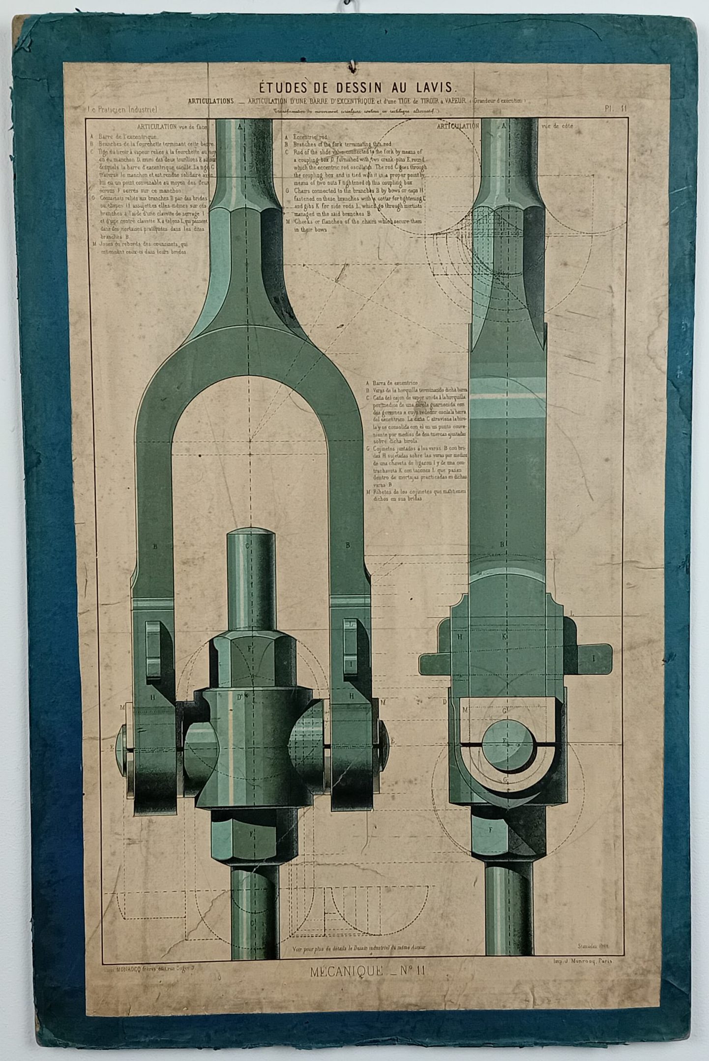 Planche Monrocq Paris Dessin Industriel Lavis technique