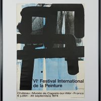 Affiche Pierre Soulages Sérigraphie N°2 Festival de la Peinture Cagnes sur Mer 1974