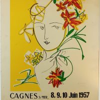 Affiche Fête de l'Œillet Cagnes sur Mer 1957 Manfredo Borsi Numérotée et signée