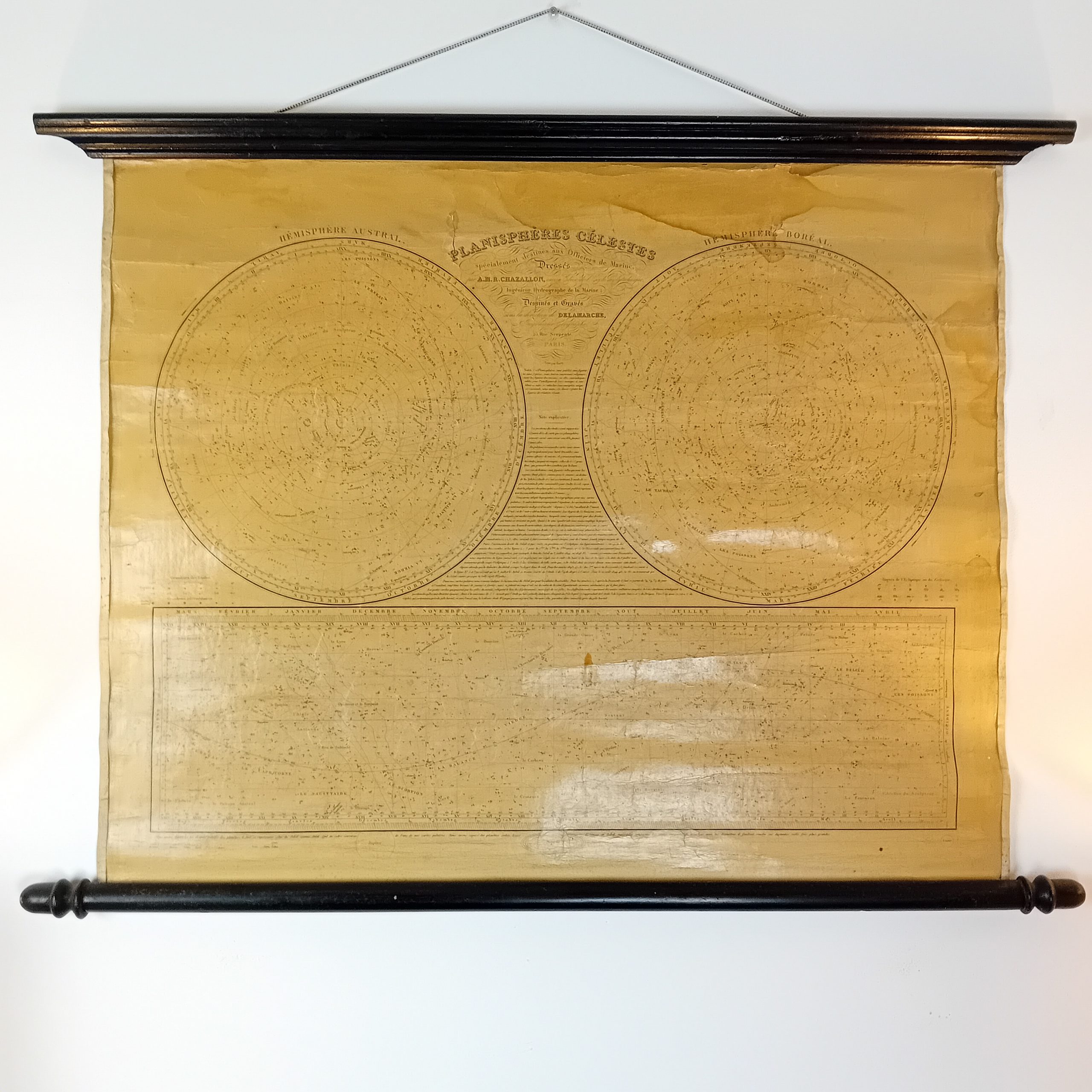 Planisphères Célestes Officiers Marine Maison Delamarche Paris dressée par A.M.R. Chazallon Polytechnique