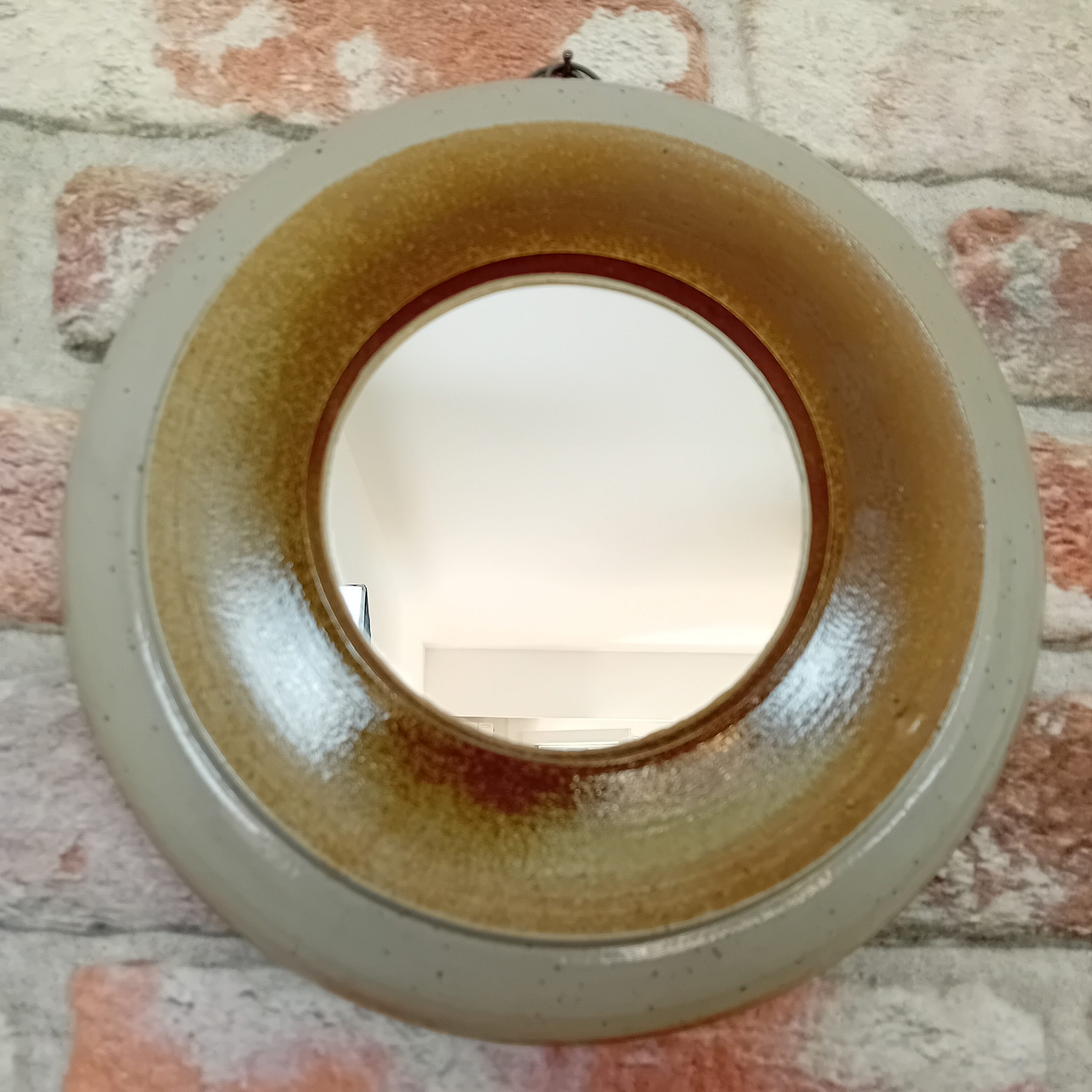 Miroir rond en grès émaillé
