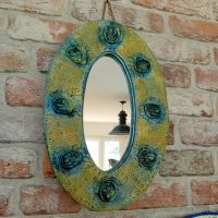 Miroir original Fleurs de Lys céramique