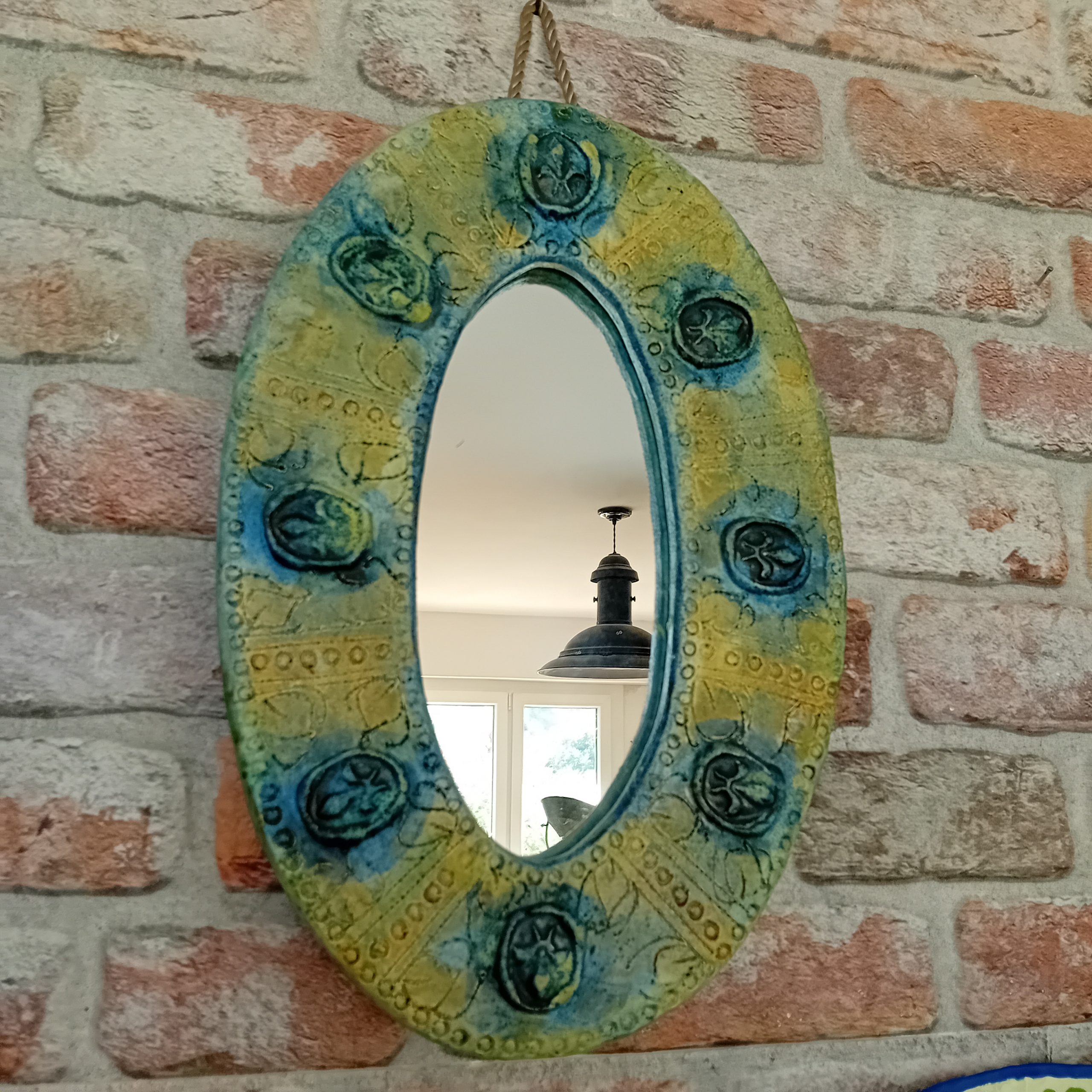 Miroir original Fleurs de Lys céramique