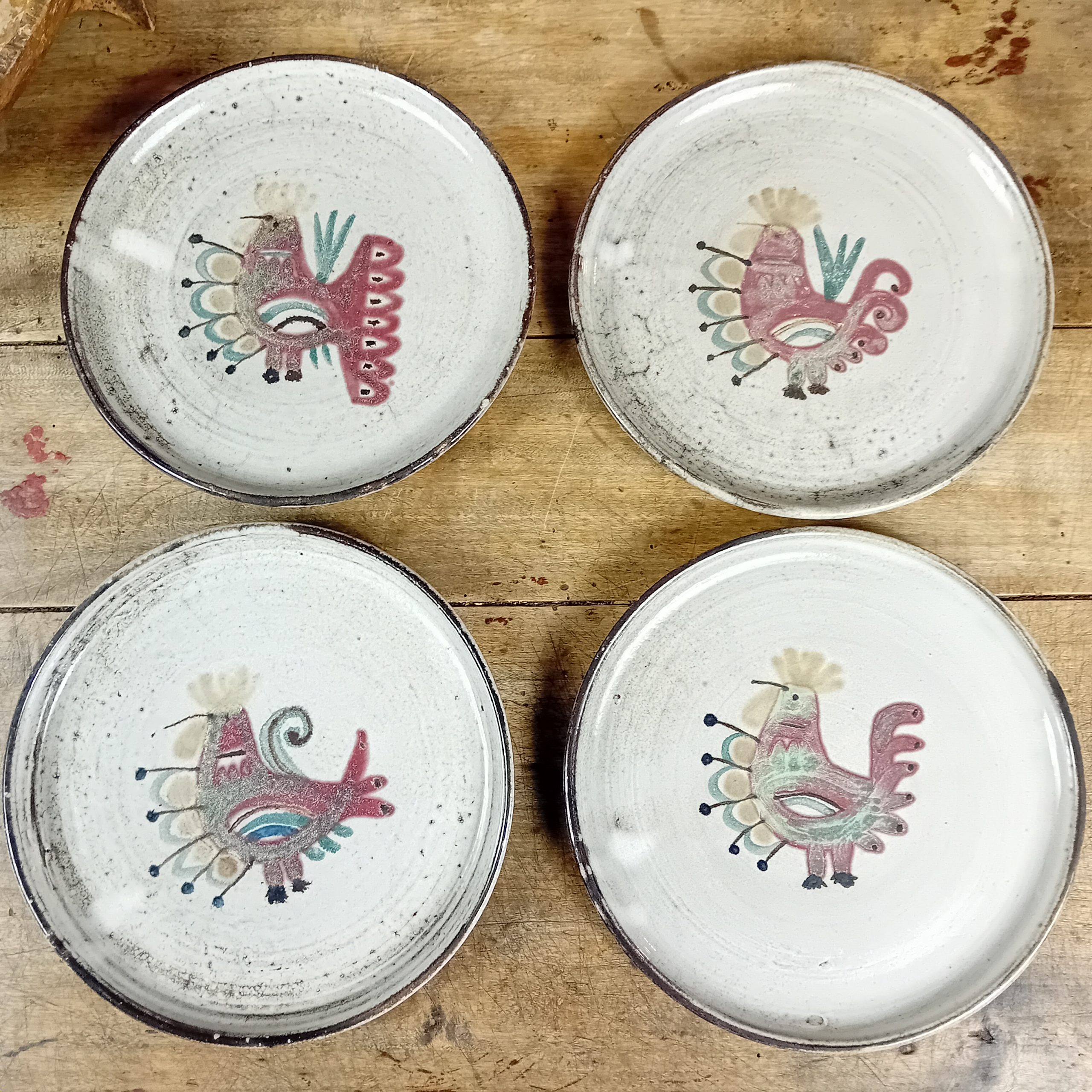 4 assiettes légèrement creuses Micheline et Gustave Reynaud Le Murier Vallauris