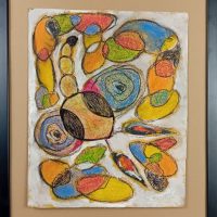 Technique mixte et collage sur carton fort signée
