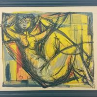 Nu féminin 1957 de Fernand Schlegel Technique mixte sur papier