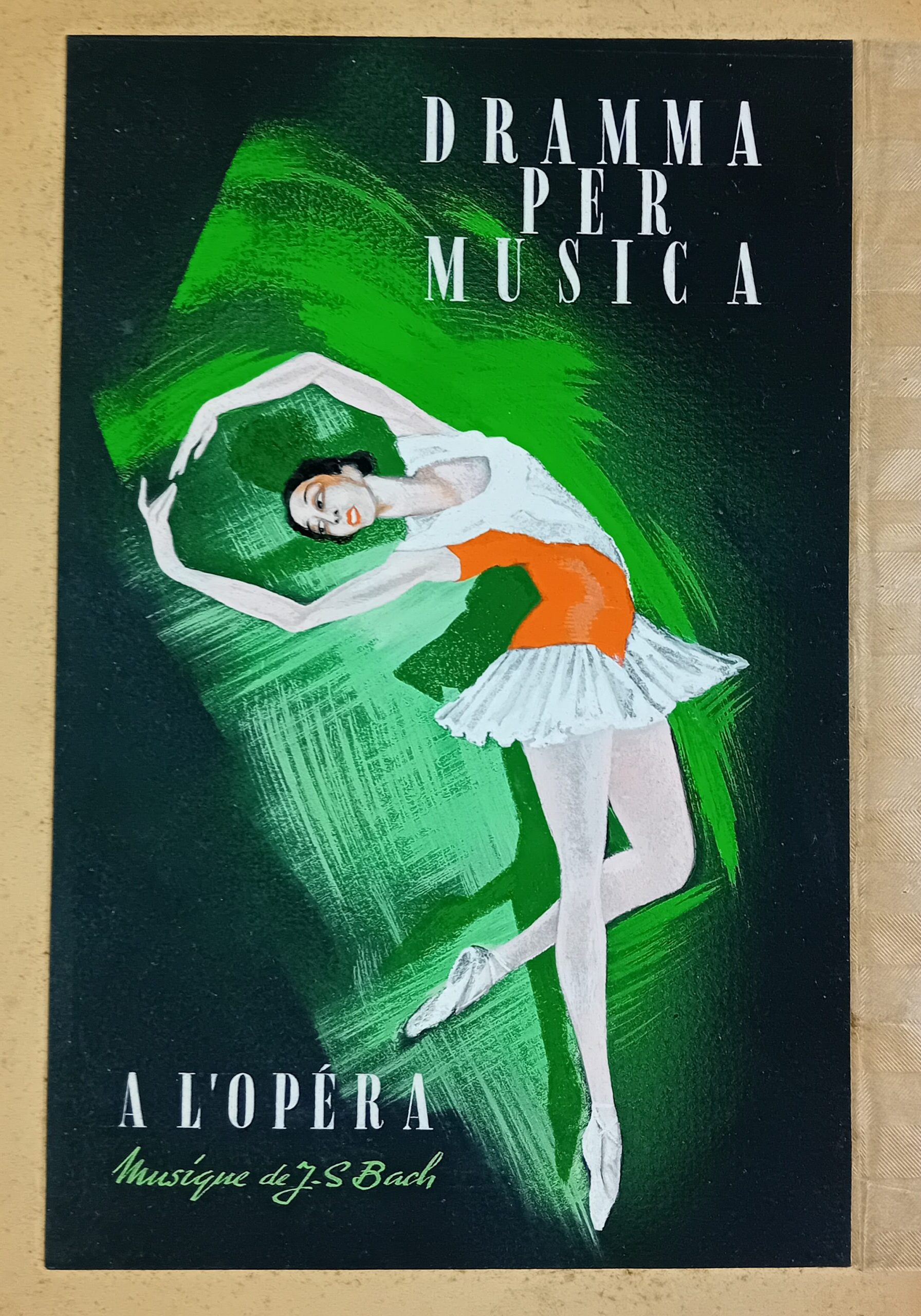 Gouache publicitaire Opéra années 50/60