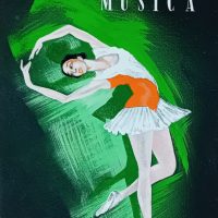 Gouache vintage représentant une danseuse de ballet pour un projet d’affiche à l’opéra.