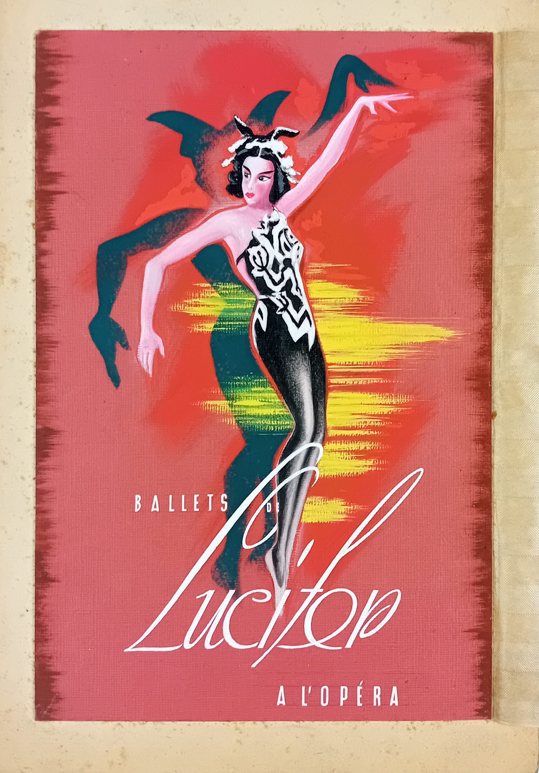 Gouache publicitaire Ballets de LUCIFER Opéra années 50/60
