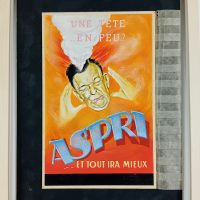 Gouache publicitaire ASPRI Médecine années 50/60