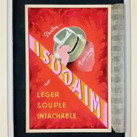 Gouache publicitaire ISODAIM Chapeau années 50/60