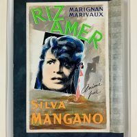 Gouache publicitaire RIZ AMER Théâtre Marignan Marivaux années 50/60