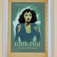 Gouache publicitaire EDITH PIAF au Copacabana Musique Concert années 50/60