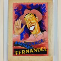 Gouache publicitaire FERNANDEL Barnabé Ignace Cinéma années 50/60
