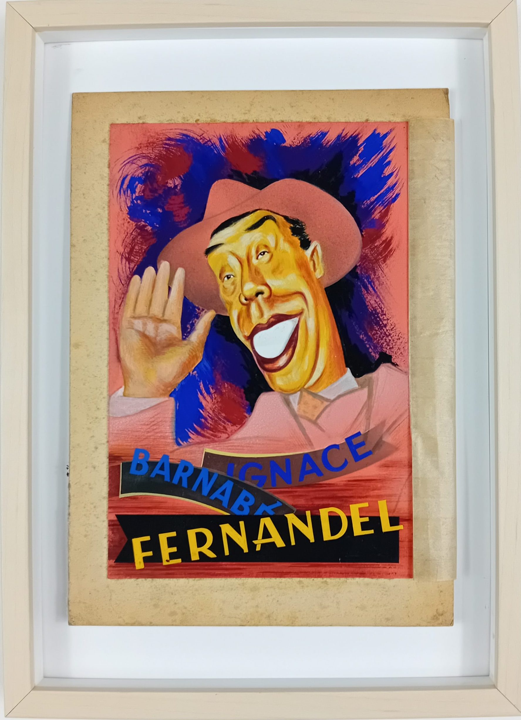 Gouache publicitaire FERNANDEL Barnabé Ignace Cinéma années 50/60