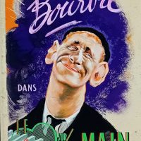 Gouache publicitaire vintage Bourvil projet d’affiche original.