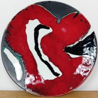 Assiette céramique décor Abstrait Vintage 1963 signée M.TISON