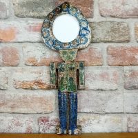 Miroir personnage céramique Vallauris 1950-1970