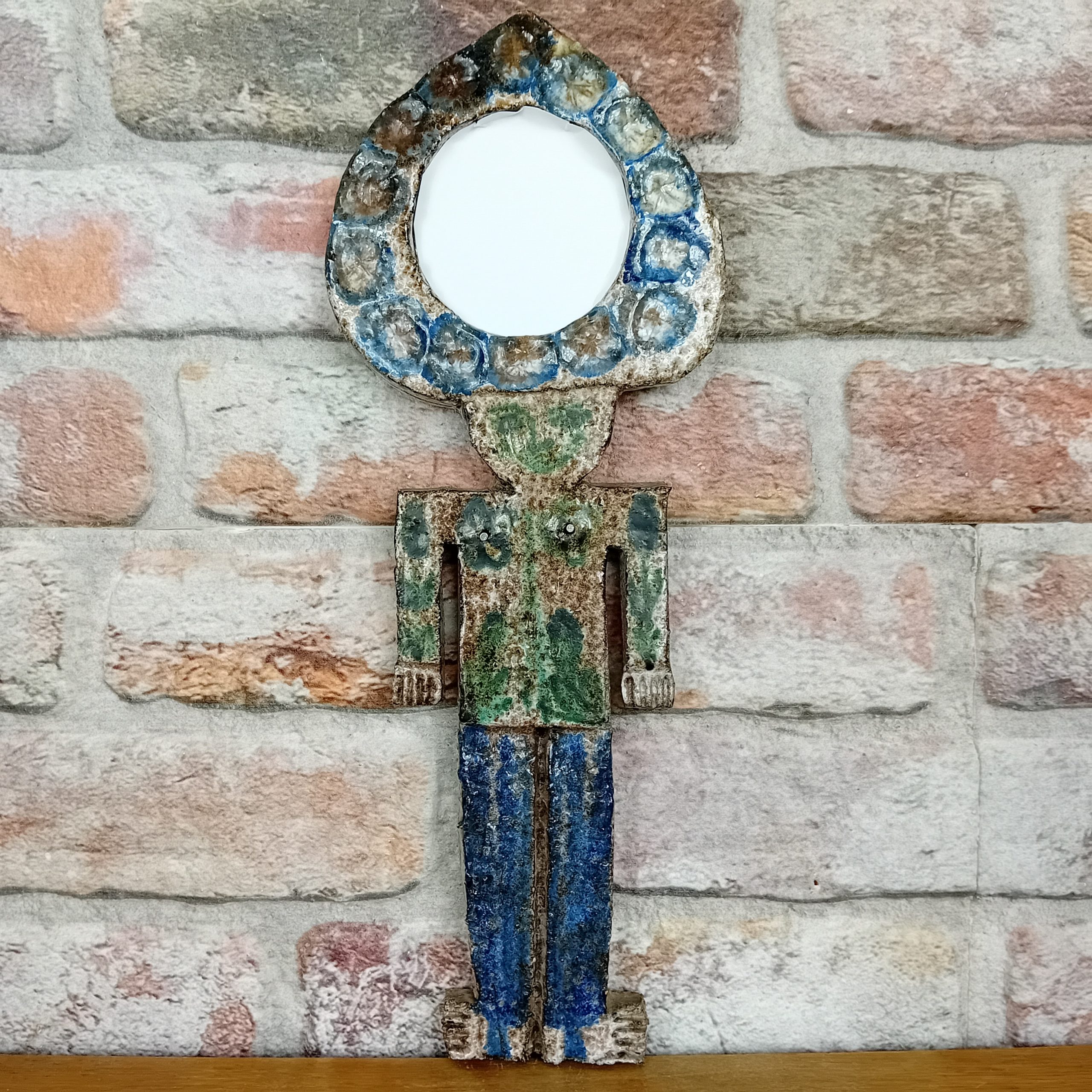 Miroir personnage céramique Vallauris 1950-1970
