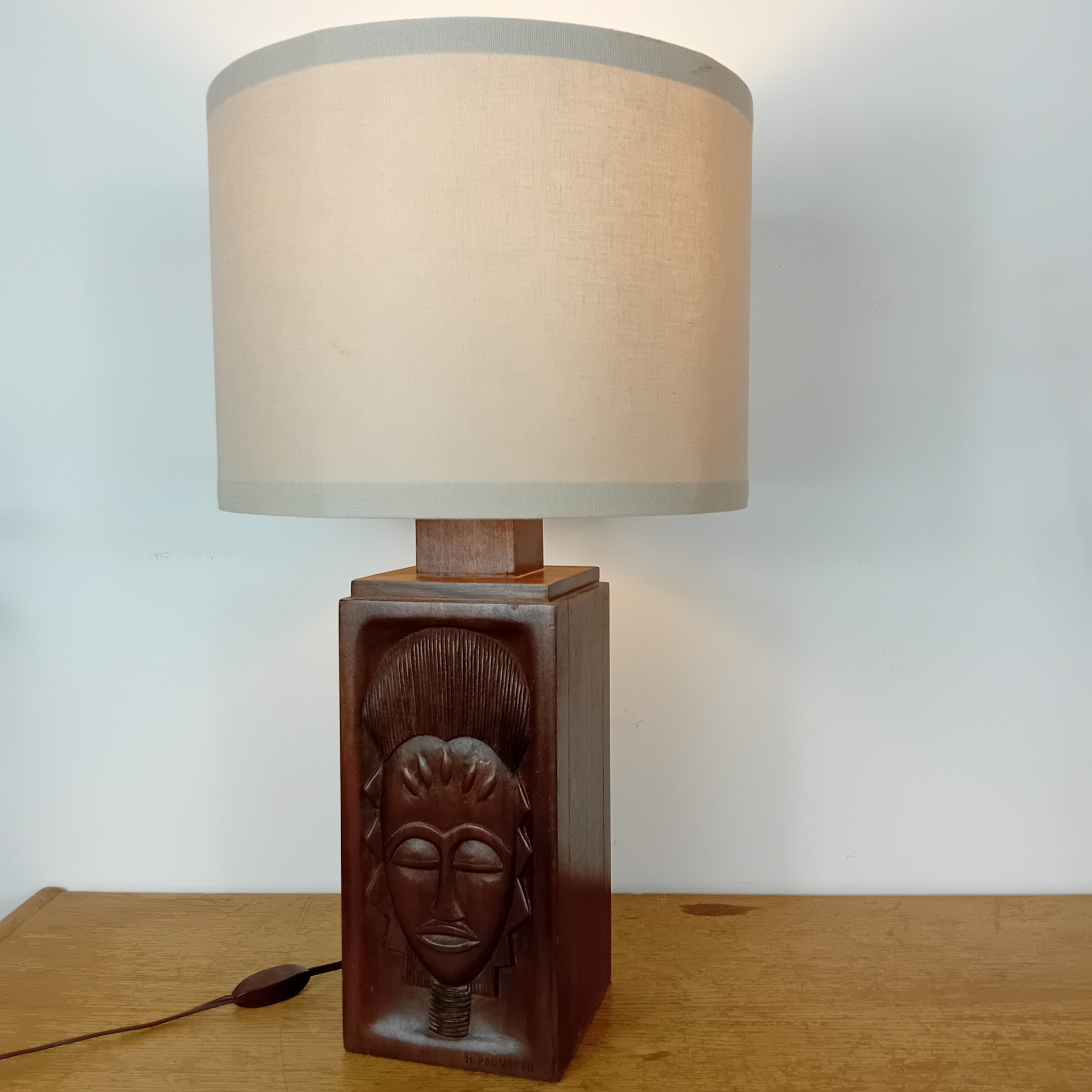 Lampe en bois années 50 R. Pouvreau
