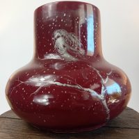 Vase Sang de bœuf décor oiseau dans un arbre Clément Massier Vallauris circa 1880