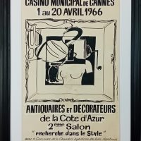 Gouache originale signée Louis Palomarès – projet d’affiche Casino de Cannes 1966 – 60 × 40 cm
