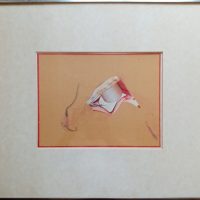 Œuvre originale de Hans Salentin, Suppentopf (1978), dessin et collage sur papier, signée en bas à droite, sous cadre vitré.