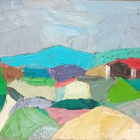 huile sur toile Saint Canadet 1959, peinture moderne au couteau, paysage provençal coloré, œuvre d’époque sur toile 72,5 x 54 cm