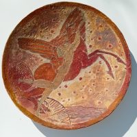 Grand plat en céramique Primavera signé Jean François décor mythologique années 1920