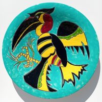 Plat céramique Claude Tabet mural décor oiseau années 60